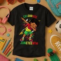 Juneteenth Celebrate 1865 King Dabbing Black African Boys Kids T-Shirt thumb 3