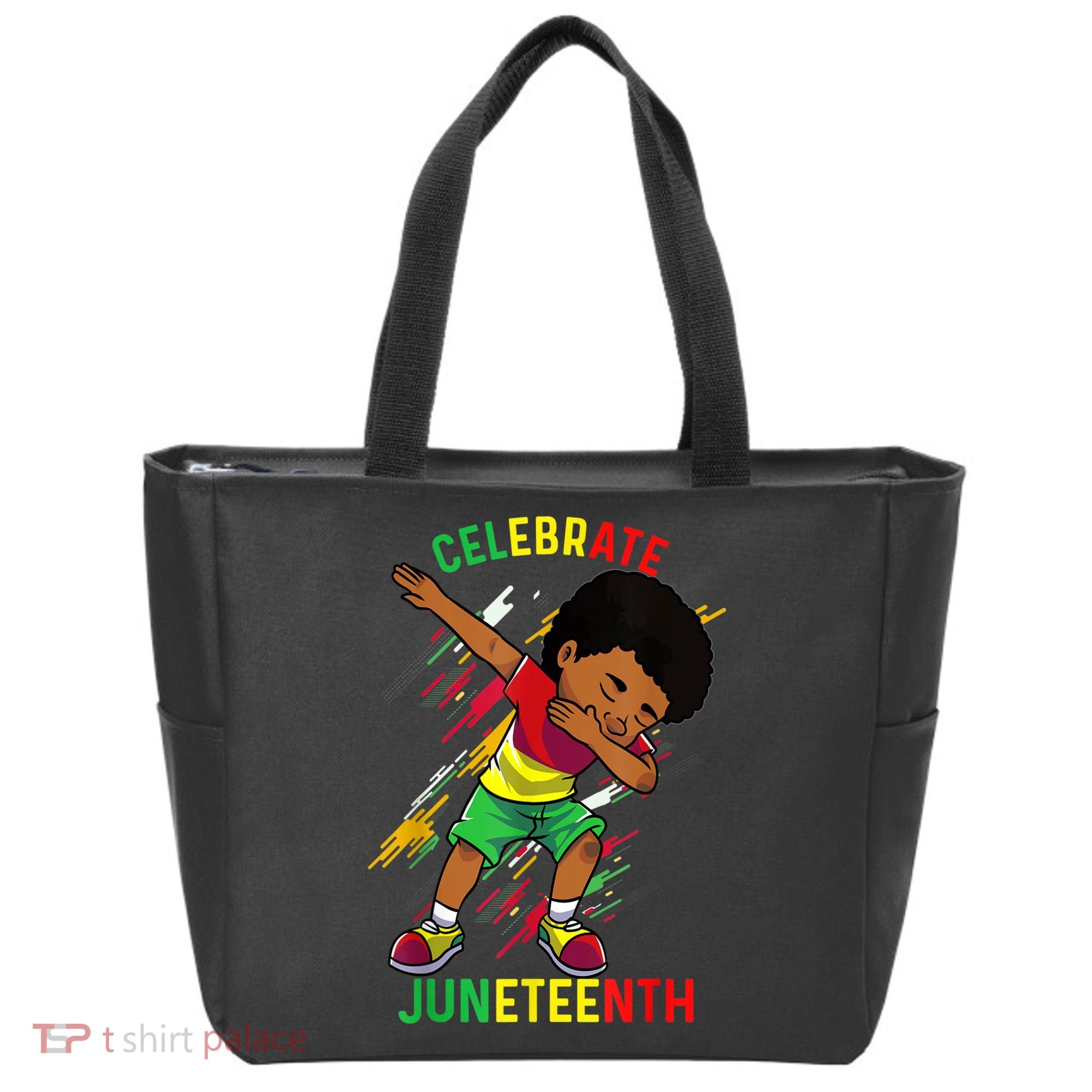Juneteenth Celebrate 1865 King Dabbing Black African Boys Tote Bag