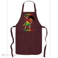 Juneteenth Celebrate 1865 King Dabbing Black African Boys Apron thumb 0