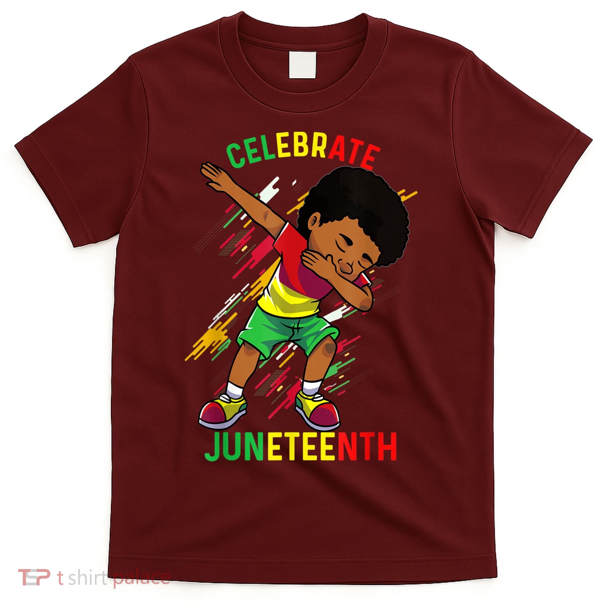 Juneteenth Celebrate 1865 King Dabbing Black African Boys T-Shirt