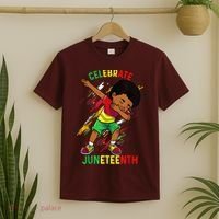 Juneteenth Celebrate 1865 King Dabbing Black African Boys T-Shirt thumb 2