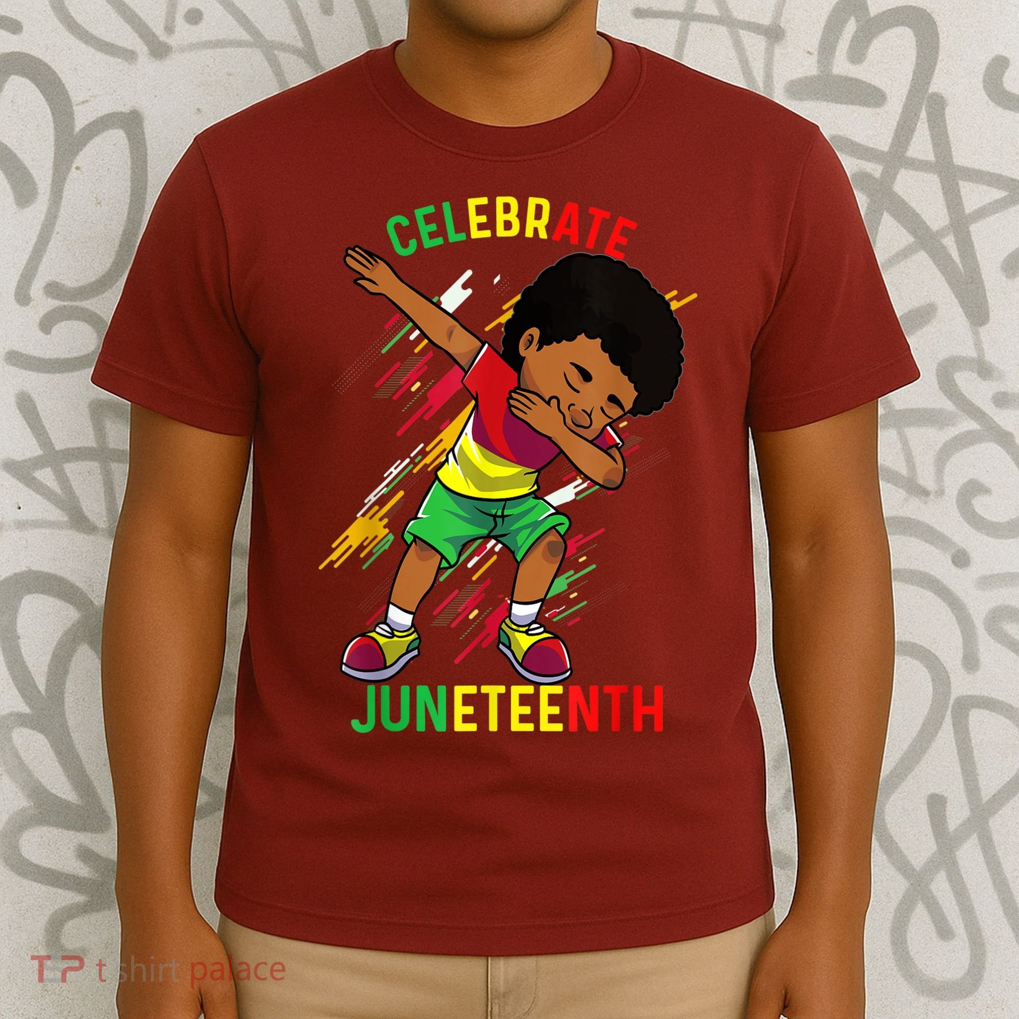Juneteenth Celebrate 1865 King Dabbing Black African Boys T-Shirt