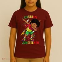 Juneteenth Celebrate 1865 King Dabbing Black African Boys T-Shirt thumb 4