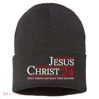Jesus Christ 2024 Only Jesus Can Save This Nation Sustainable Knit Beanie thumb 0