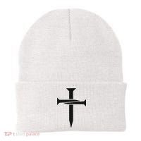 Jesus Christ 3 Nails Cross Christian Faith Embroidered Beanie thumb 0