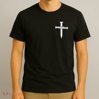 Jesus Christ 3 Nails Cross Christian Hope Faith Love Embroidered Embroidered T-Shirt thumb 3