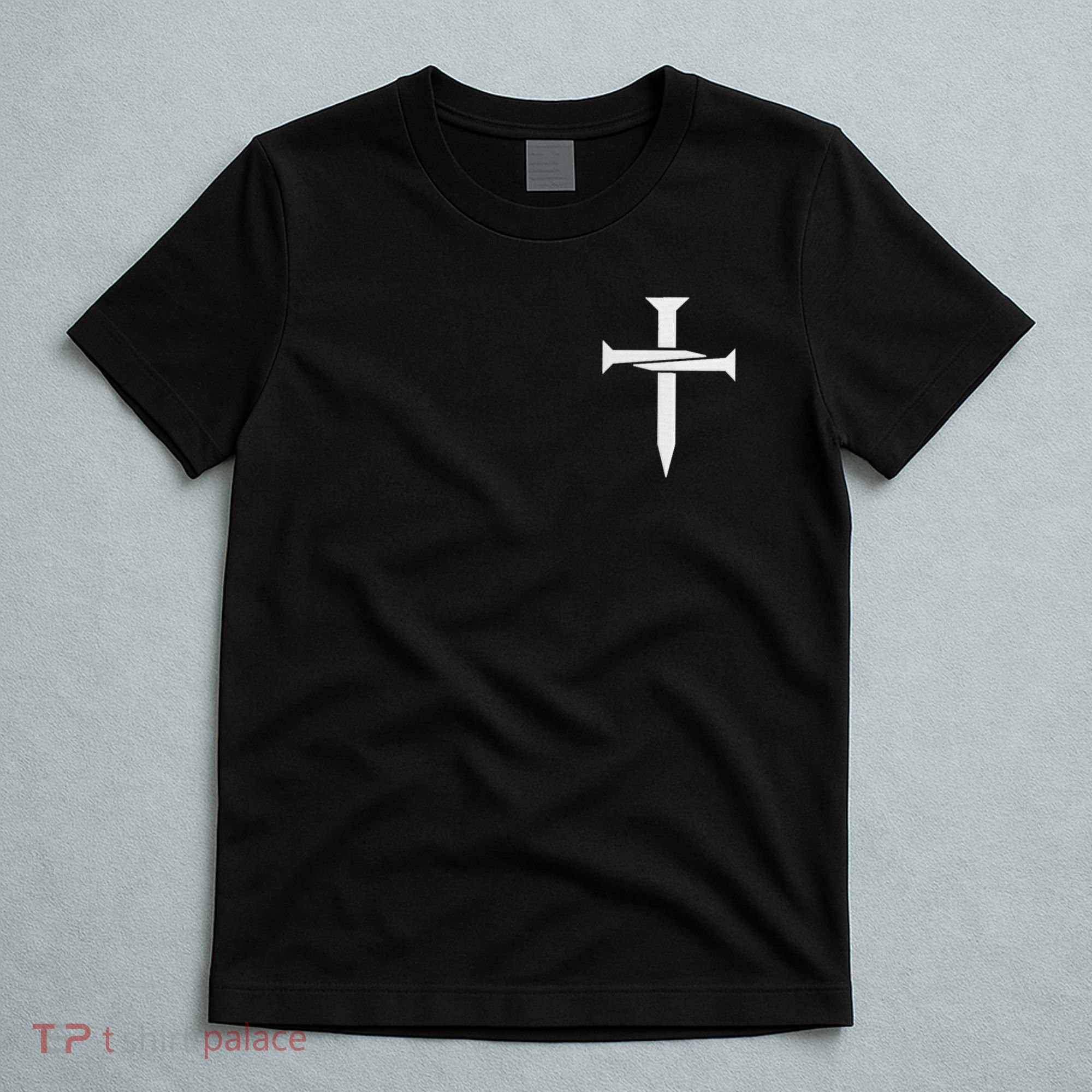 Jesus Christ 3 Nails Cross Christian Hope Faith Love Embroidered Embroidered T-Shirt