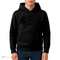 Jesus Coffee &Amp; Sawdust Christian Carpenter Woodworking Kids Hoodie thumb 4