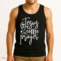 Jesus Coffee And Prayer Christian Catholic Christ Tank Top thumb 3