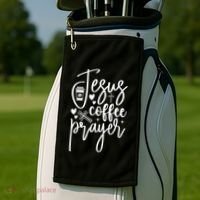 Jesus Coffee And Prayer Christian Catholic Christ Golf Towel thumb 2