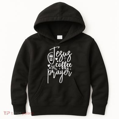 Jesus Coffee And Prayer Christian Catholic Christ Kids Hoodie