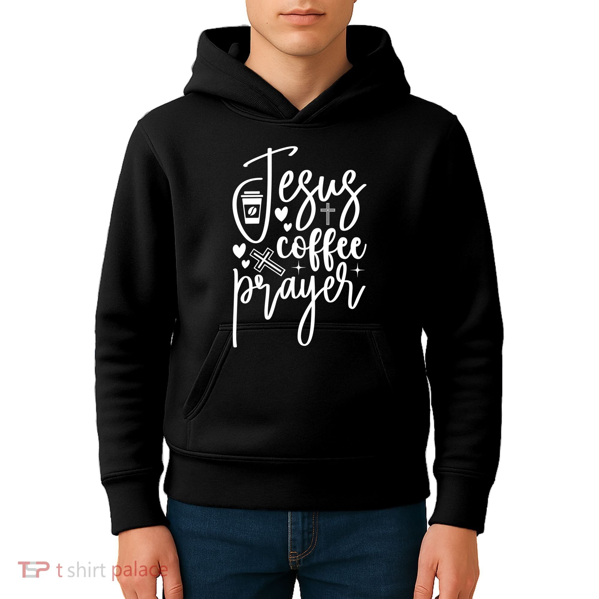 Jesus Coffee And Prayer Christian Catholic Christ Kids Hoodie