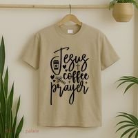 Jesus Coffee And Prayer Christian Catholic Christ T-Shirt thumb 2
