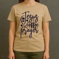 Jesus Coffee And Prayer Christian Catholic Christ T-Shirt thumb 4