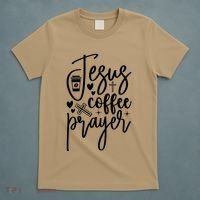 Jesus Coffee And Prayer Christian Catholic Christ T-Shirt thumb 5