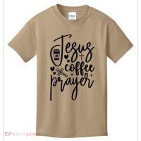 Jesus Coffee And Prayer Christian Catholic Christ Kids T-Shirt thumb 0