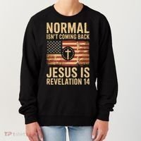 Jesus Christian American Flag Revelation 14 USA Women's Sweatshirt thumb 0