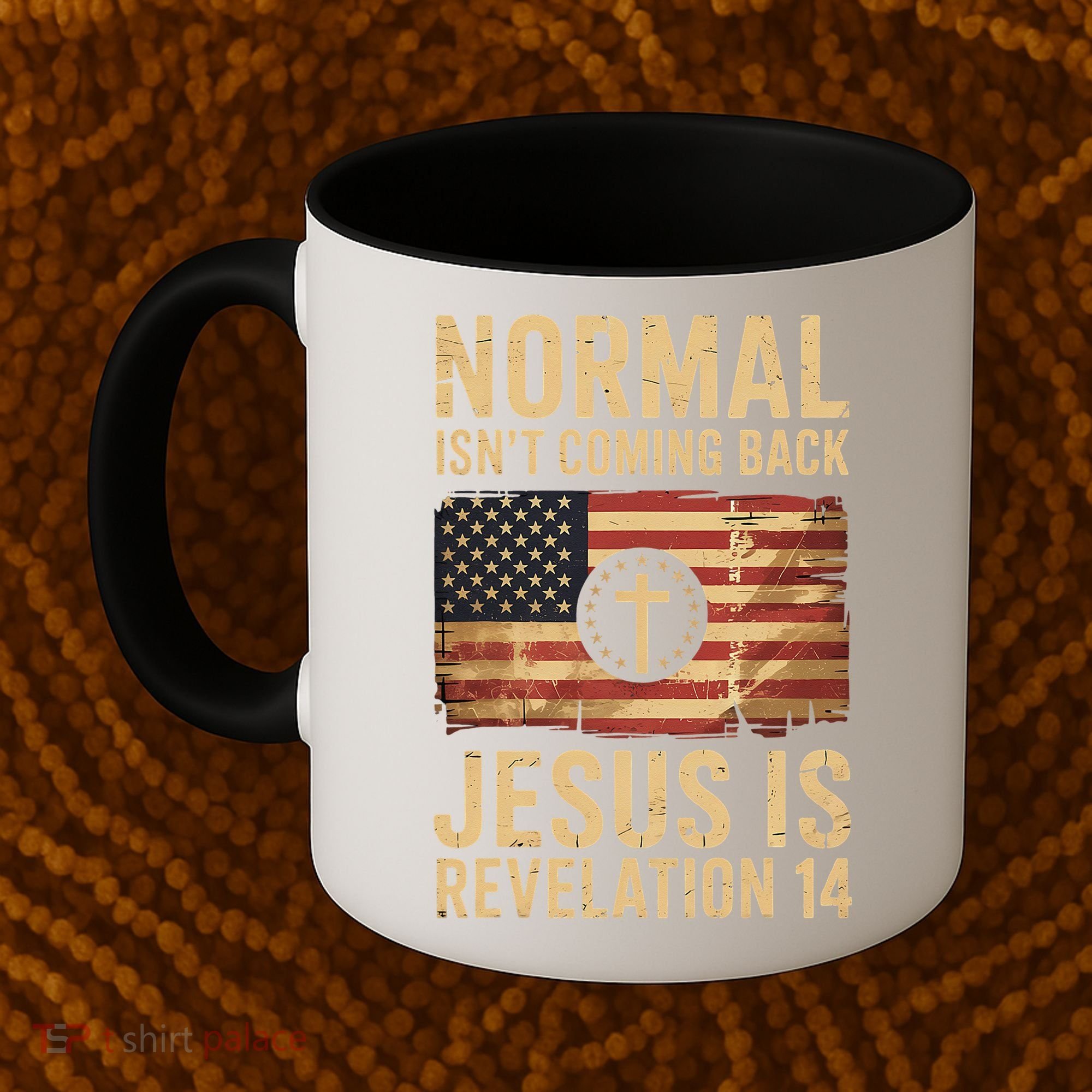 Jesus Christian American Flag Revelation 14 USA Coffee Mug