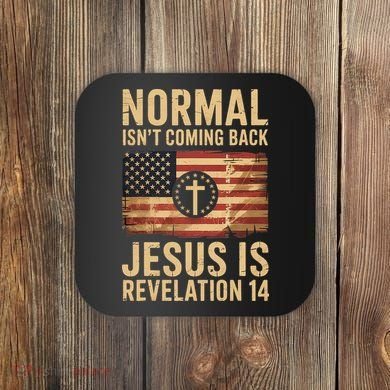Jesus Christian American Flag Revelation 14 USA Coaster