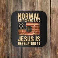 Jesus Christian American Flag Revelation 14 USA Coaster thumb 0