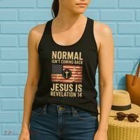 Jesus Christian American Flag Revelation 14 USA Women's Tank Top thumb 2