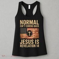 Jesus Christian American Flag Revelation 14 USA Women's Tank Top thumb 3