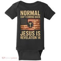 Jesus Christian American Flag Revelation 14 USA Baby Bodysuit thumb 0
