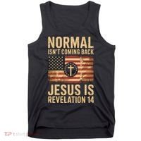 Jesus Christian American Flag Revelation 14 USA Tank Top thumb 0