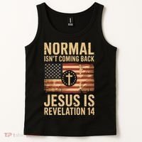 Jesus Christian American Flag Revelation 14 USA Tank Top thumb 2