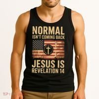 Jesus Christian American Flag Revelation 14 USA Tank Top thumb 3