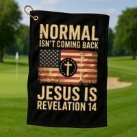 Jesus Christian American Flag Revelation 14 USA Golf Towel thumb 1