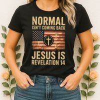 Jesus Christian American Flag Revelation 14 USA Women's T-Shirt thumb 2