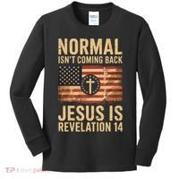 Jesus Christian American Flag Revelation 14 USA Kids Long Sleeve Shirt thumb 0
