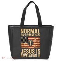 Jesus Christian American Flag Revelation 14 USA Tote Bag thumb 0