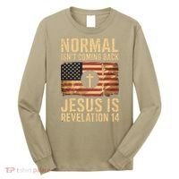 Jesus Christian American Flag Revelation 14 USA Long Sleeve Shirt thumb 0