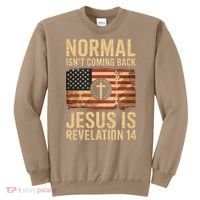 Jesus Christian American Flag Revelation 14 USA Sweatshirt thumb 0