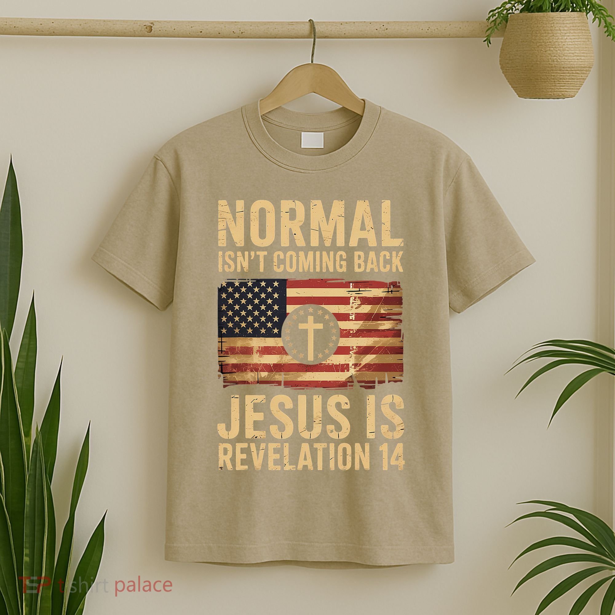 Jesus Christian American Flag Revelation 14 USA T-Shirt