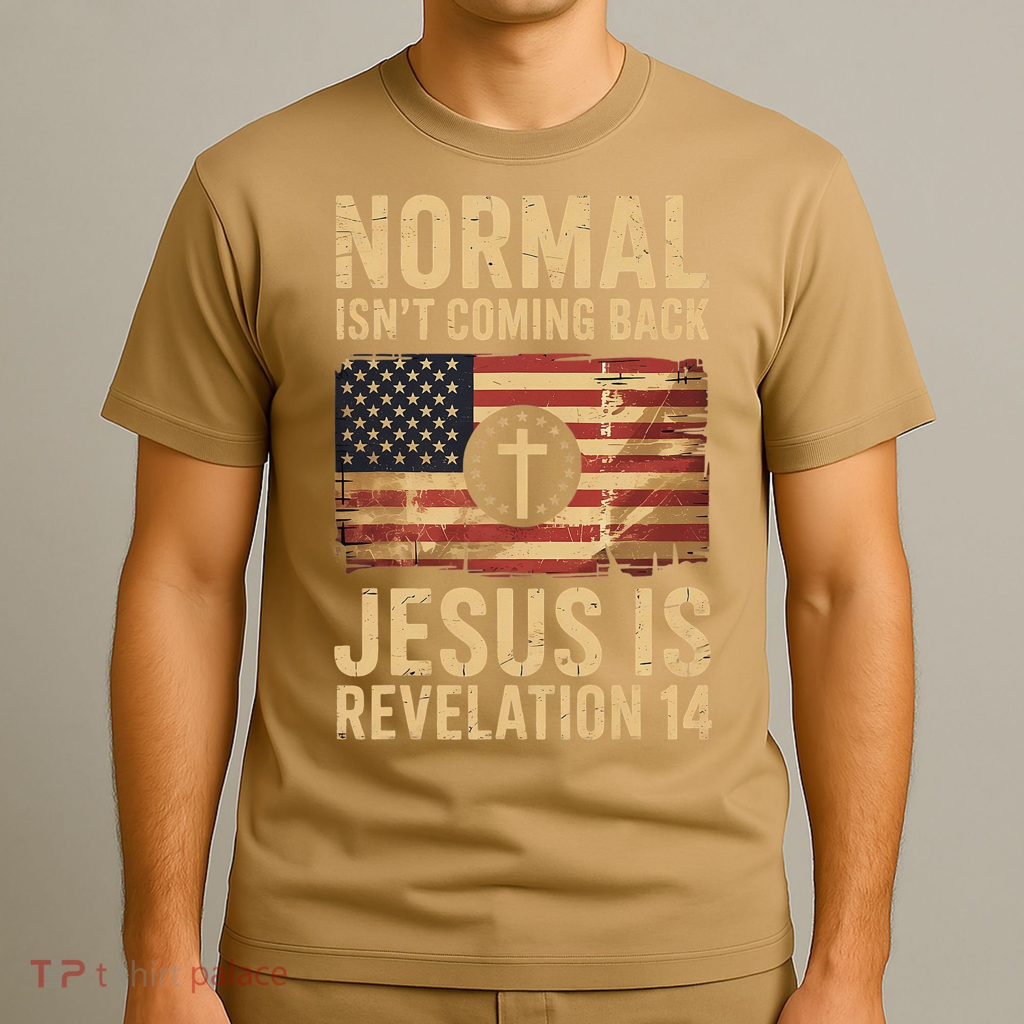 Jesus Christian American Flag Revelation 14 USA T-Shirt