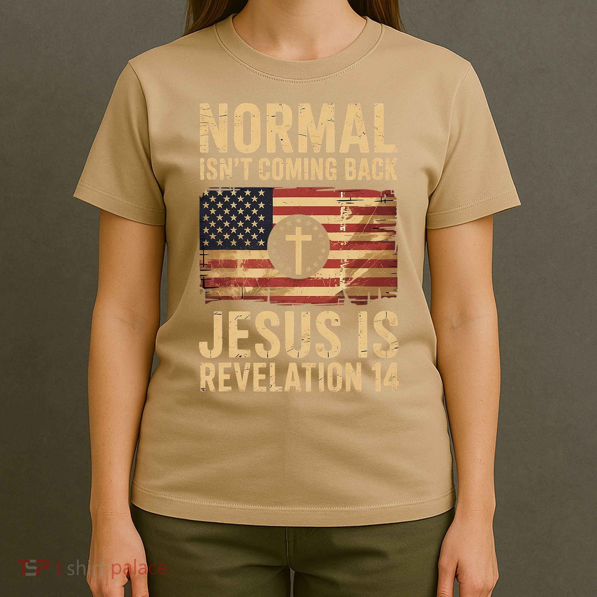 Jesus Christian American Flag Revelation 14 USA T-Shirt
