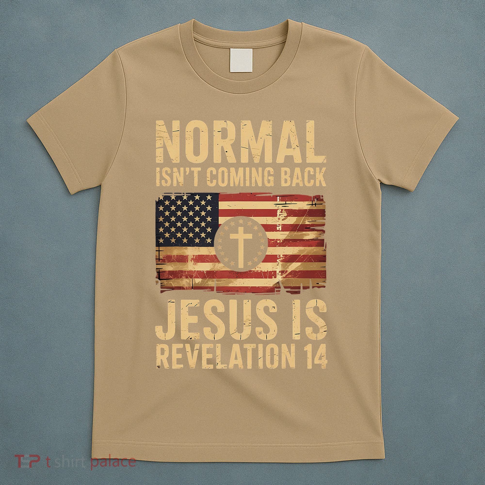Jesus Christian American Flag Revelation 14 USA T-Shirt