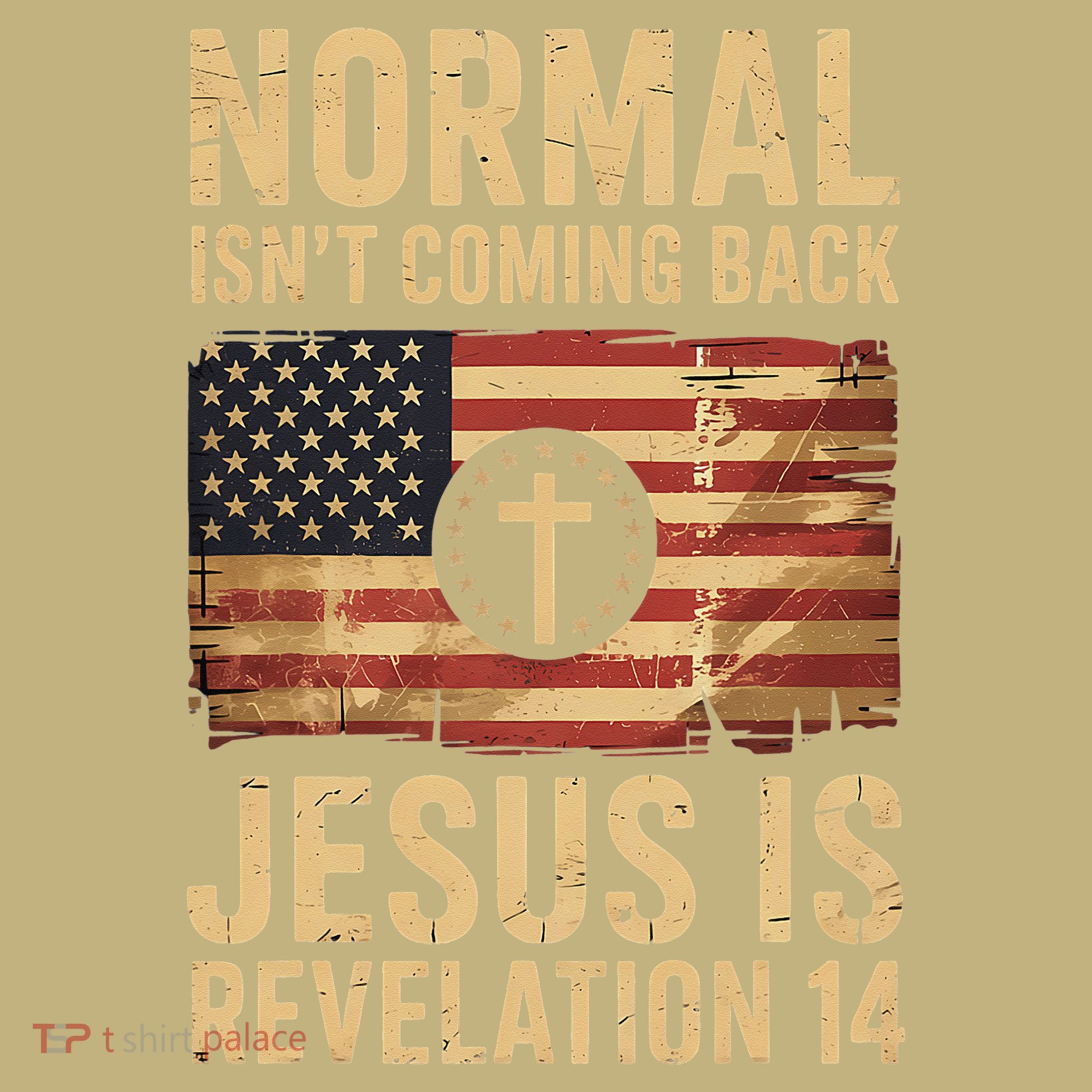 Jesus Christian American Flag Revelation 14 USA T-Shirt