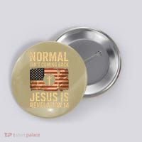Jesus Christian American Flag Revelation 14 USA Button thumb 0