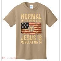 Jesus Christian American Flag Revelation 14 USA Kids T-Shirt thumb 0