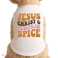 Jesus Christ And Pumpkin Spice Retro Groovy Christianity Doggie Tank thumb 0