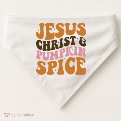 Jesus Christ And Pumpkin Spice Retro Groovy Christianity USA-Made Doggie Bandana