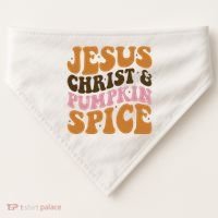 Jesus Christ And Pumpkin Spice Retro Groovy Christianity USA-Made Doggie Bandana thumb 0
