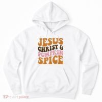Jesus Christ And Pumpkin Spice Retro Groovy Christianity Hoodie thumb 0