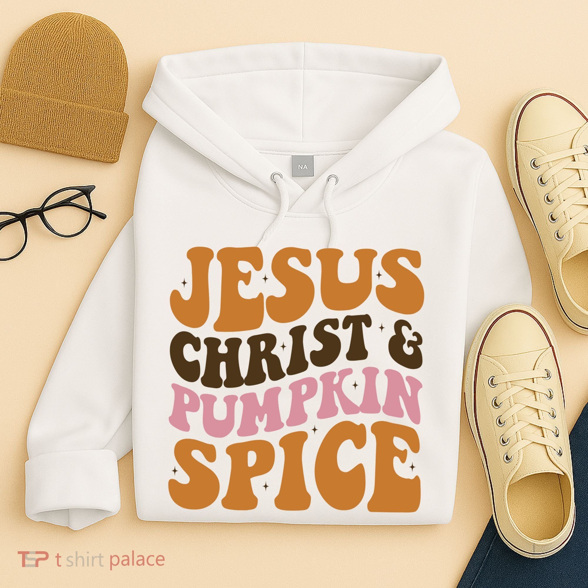 Jesus Christ And Pumpkin Spice Retro Groovy Christianity Hoodie