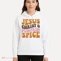 Jesus Christ And Pumpkin Spice Retro Groovy Christianity Hoodie thumb 5