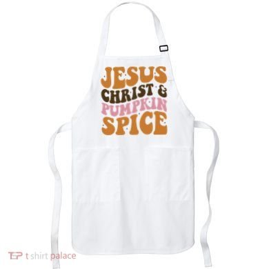 Jesus Christ And Pumpkin Spice Retro Groovy Christianity Apron